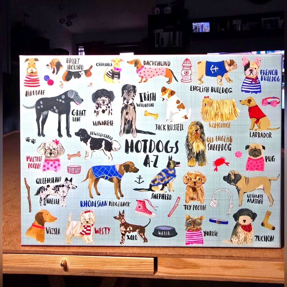 Dog Breed Puzzle with Colorful Illustrations
